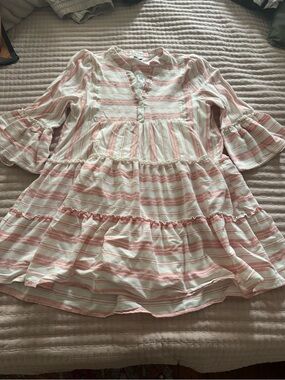 Fate Pink and White Striped Tiered Tunic